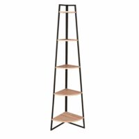 Etagère d'angle en métal et bois-Métal-Noir-Toilinux