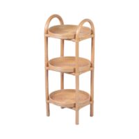 Étagère guéridon 3 niveaux en rotin lamellé collé--Marron-Decoclico