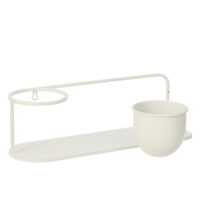 Étagère murale avec cache-pot en métal blanc 53x16x16 cm-Métal-Blanc-J-line
