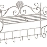 Étagère murale de salle de bain blanche effet vieilli--Blanc-Beliani