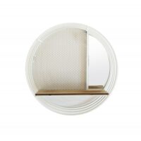 Etagère murale ronde en métal blanc avec miroir et tablette-Métal-Blanc-Meubletmoi