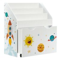 Étagère pour jouets et livres avec roulettes effet bois blanc-Bois-Blanc-SONGMICS