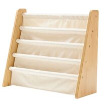 Etagère range-livres pour enfants en bois et tissu-Tissu-Marron-Nordlys