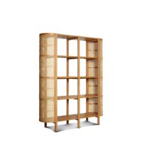 Etagère scandinave en hêtre et rotin beige--Beige-PIB