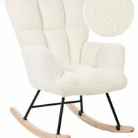 Fauteuil à bascule bouclé blanc--Blanc-Beliani