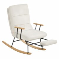 Fauteuil à bascule dossier réglable sur 4 positions blanc crème--Blanc-SONGMICS HOME