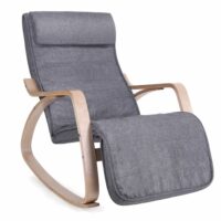 Fauteuil à bascule moderne imitation lin gris-Lin-Gris-SONGMICS