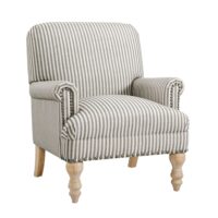 Fauteuil à rayures en tissu beige-Tissu-Blanc-Dorel Home