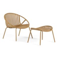 Fauteuil avec repose-pieds et assise en polypropylène ocre-Polypropylène-Jaune-Uberti