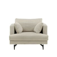 Fauteuil beige en velours côtelé polyester-Velours-Beige-ebuy24