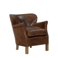 Fauteuil club en cuir marron--Marron-PIB