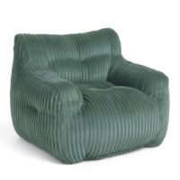 Fauteuil compressé  1 place en mousse et velours cotelé vert-Velours-Vert-Baita