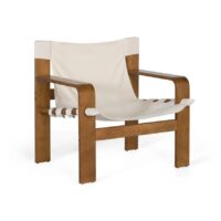 Fauteuil contemporain en bois de caoutchouc avec tissu beige-Tissu-Marron-GINER Y COLOMER