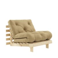 Fauteuil convertible 90x200cm en bois naturel et tissu - blé-Tissu-Marron-Karup Design