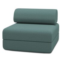 Fauteuil convertible et modulable 1 place en tissu lisse bleu vert-Tissu-Bleu-kimo.