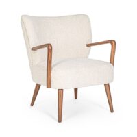 Fauteuil crapaud à accoudoirs en tissu peluche blanc-Tissu-Blanc-Hellin