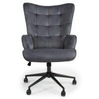 Fauteuil de bureau moderne à haut dossier velours gris-Velours-Gris-Menzzo