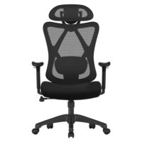 Fauteuil de bureau pivotant ergonomique acier noir--Noir-SONGMICS