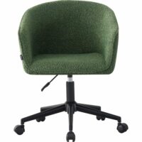 Fauteuil de bureau pivotant et réglable en tissu bouclé vert-Tissu-Vert-Homifab