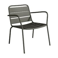 Fauteuil de jardin acier gris anthracite--Gris-vente-unique.com