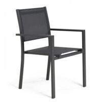 Fauteuil de jardin aluminium et textilène gris-Aluminium-Gris-Oviala