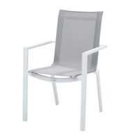 Fauteuil de jardin en aluminium blanc et textilène gris 57x61x87cm-Aluminium-Blanc-WILSA GARDEN