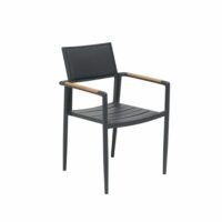 Fauteuil de jardin en aluminium et teck gris anthracite 57x56x86cm-Aluminium-Gris-WILSA GARDEN