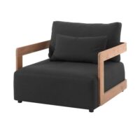 Fauteuil de jardin en tissu gris foncé et teck-Tissu-Gris-Gescova