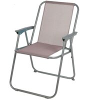 Fauteuil de jardin pliable en métal et textilène taupe 53x55x75cm-Métal-Gris-Sunnydays