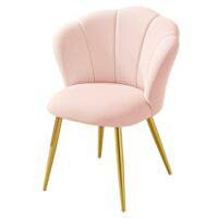 Fauteuil de salon en velours rembourrées pieds acier rose-Velours-Rose-VASAGLE