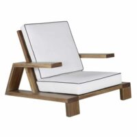 Fauteuil design extérieur en bois massif avec coussin-Bois-Blanc-Meubles & Design