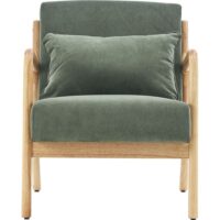 Fauteuil en bois et velours côtelé vert-Velours-Vert-Homifab