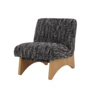 Fauteuil en chêne massif tissu noir et blanc-Tissu-Multicolore-WOODEK