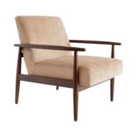 Fauteuil en frêne et velours côtelé beige-Velours-Beige-Decoclico