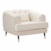 Fauteuil en polyester beige en bois et métal cm 93x86x71-Métal-Beige-Mauro Ferretti