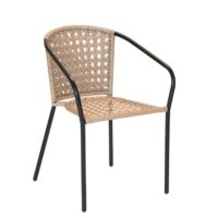 Fauteuil en résine tressée façon cannage résine noir-Résine-Beige-Jardiline