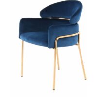 Fauteuil en velours corey carré-Velours-Bleu-ReCollection
