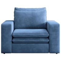 Fauteuil en velours côtelé bleu-Velours-Bleu-Casanova Paris