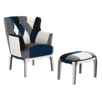 Fauteuil et pouf en tissu patchwork-Tissu-Multicolore-ORESTELUCHETTA