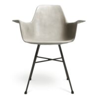 Fauteuil haut design industriel en béton gris et acier noir - 85x64cm-Béton-Gris-Lyon Béton