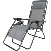 Fauteuil jardin en textilène gris 160 x 64 x 109 cm--Gris-Habitat & Jardin