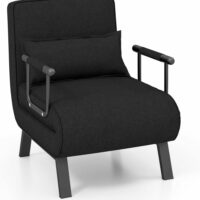 Fauteuil-lit convertible dossier réglable 6 positions noir 65x79x79cm--Noir-Giantex
