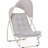 Fauteuil lounge en acier et textilene beige gris--Beige-Bizzotto