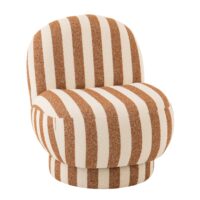 Fauteuil lounge en tissu rayé polyester marron brun 72 x 64-Tissu-Marron-Jolipa