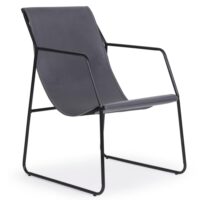 Fauteuil métal noir et simili gris-Métal-Gris-Menzzo