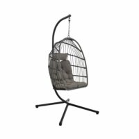Fauteuil œuf suspendu de jardin en corde et métal - gris anthracite-Métal-Gris-Drawer