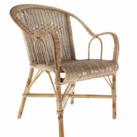 Fauteuil patiné en rotin tressé--Marron-Kok Maison