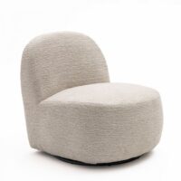 Fauteuil pivotant en tissu chenille côtelé - écru-Tissu-Beige-Drawer
