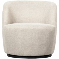 Fauteuil pivotant en tissu côtelé blanc cassé-Tissu-Blanc-WOOOD