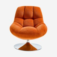 Fauteuil pivotant en tissu et métal chromé - orange-Métal-Orange-Habitat